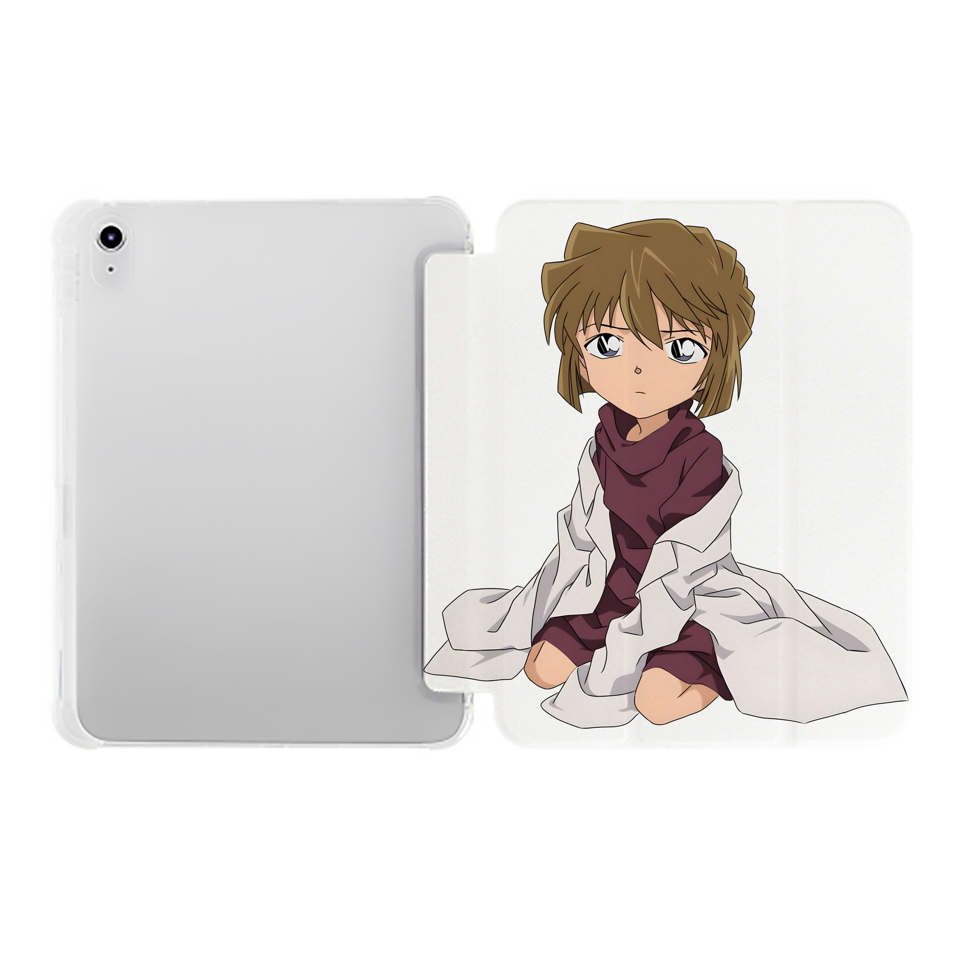 （画像用） 名探偵コナン 灰原 哀 はいばら あい Detective Conan Anita Hailey、Vi Graythorn Haibara Ai IPad ケース ペン収納付き 三つ折りスタンド PUレザー×シリコン 対応機種9.5/10.5/10.9インチ